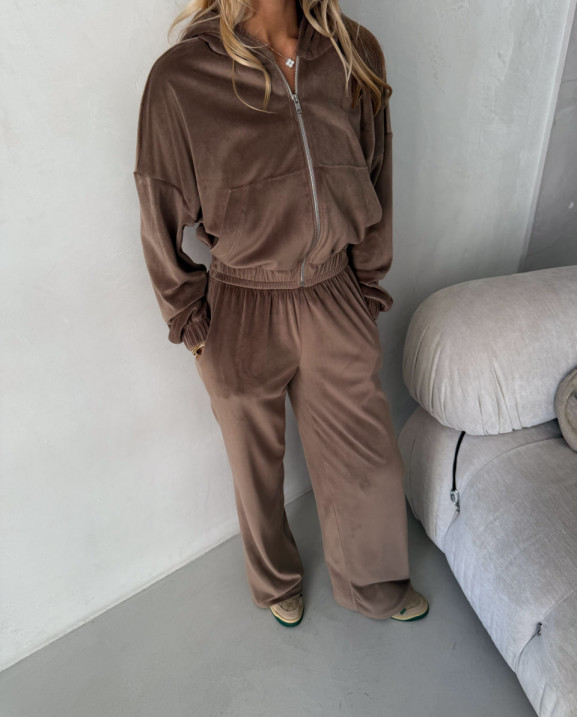 57 Велюровий Костюм із капюшоном з прямими штанами